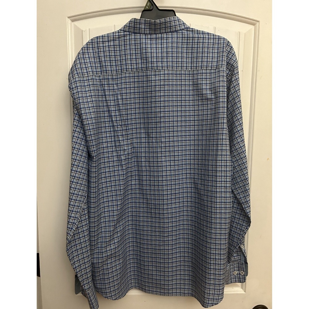 Bugatchi Button Down Shirt Mens Size XL Blue Plaid Flip Cuff NO Size Tag - Picture 5 of 11